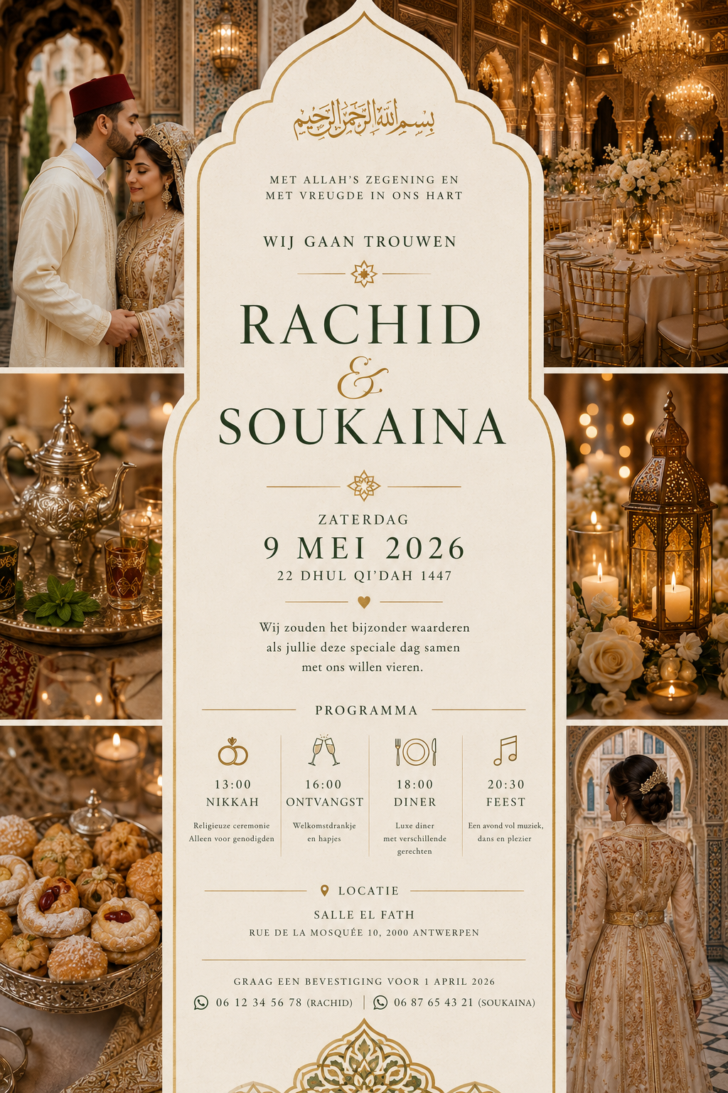 Premium video uitnodiging voorbeeld - luxe trouwuitnodiging Rachid & Soukaina